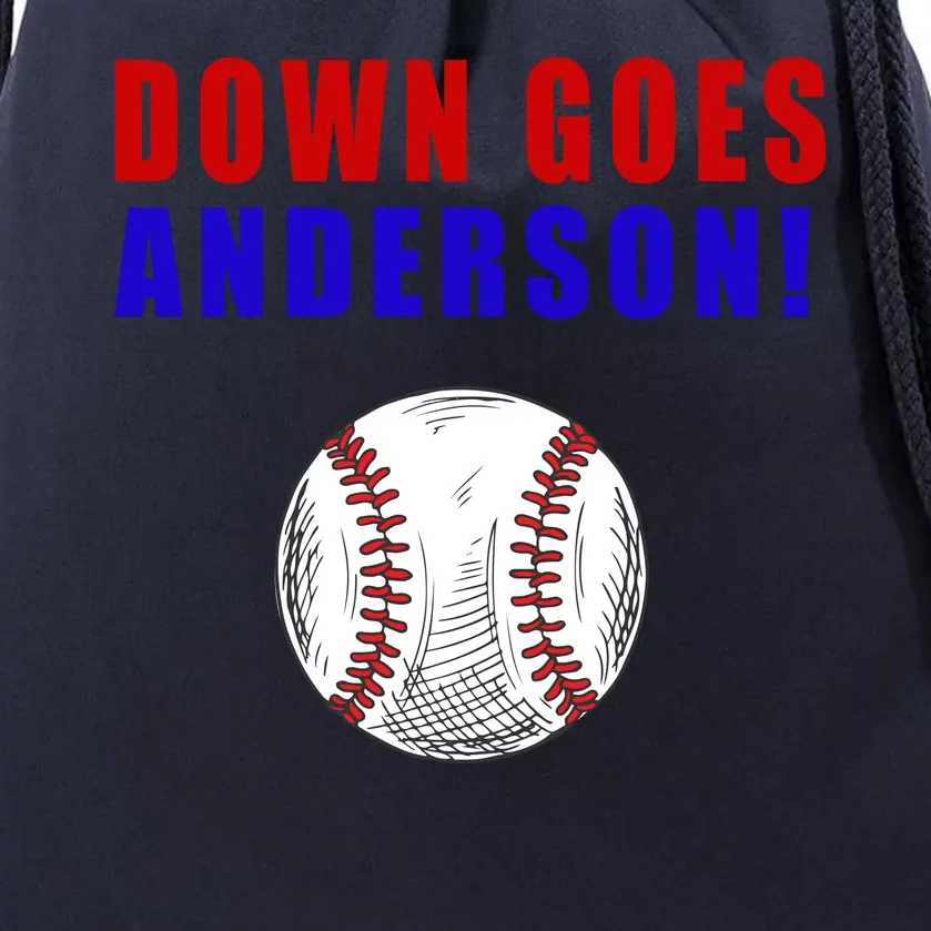 Down Goes Anderson Funny Cleveland Vs Chicago Fight Baseball Drawstring Bag