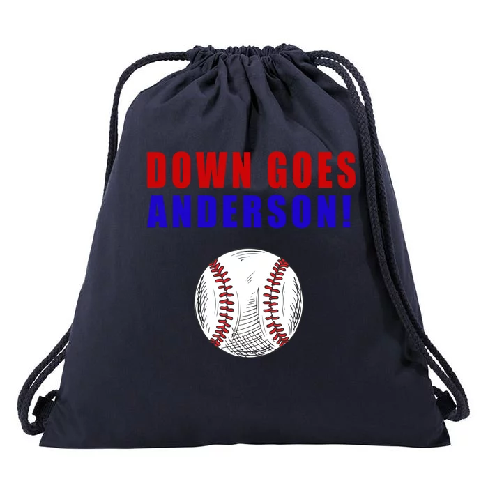 Down Goes Anderson Funny Cleveland Vs Chicago Fight Baseball Drawstring Bag