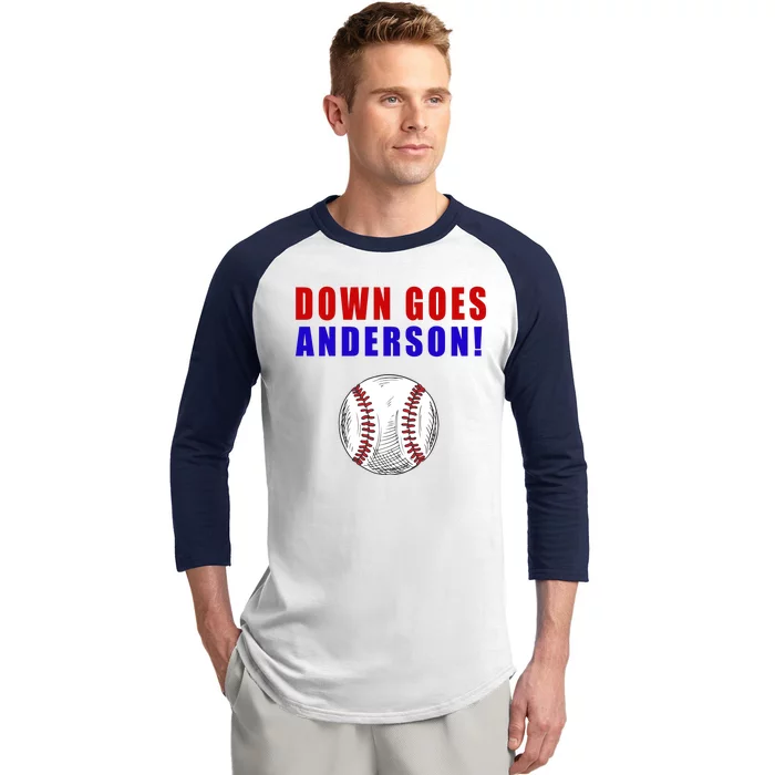 Down Goes Anderson Funny Cleveland Vs Chicago Fight Baseball Baseball Sleeve Shirt