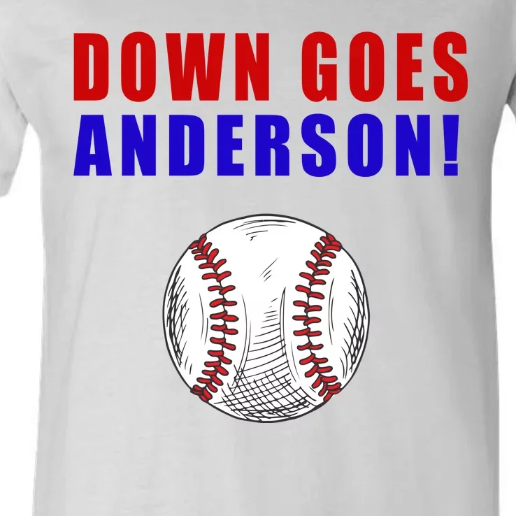 Down Goes Anderson Funny Cleveland Vs Chicago Fight Baseball V-Neck T-Shirt