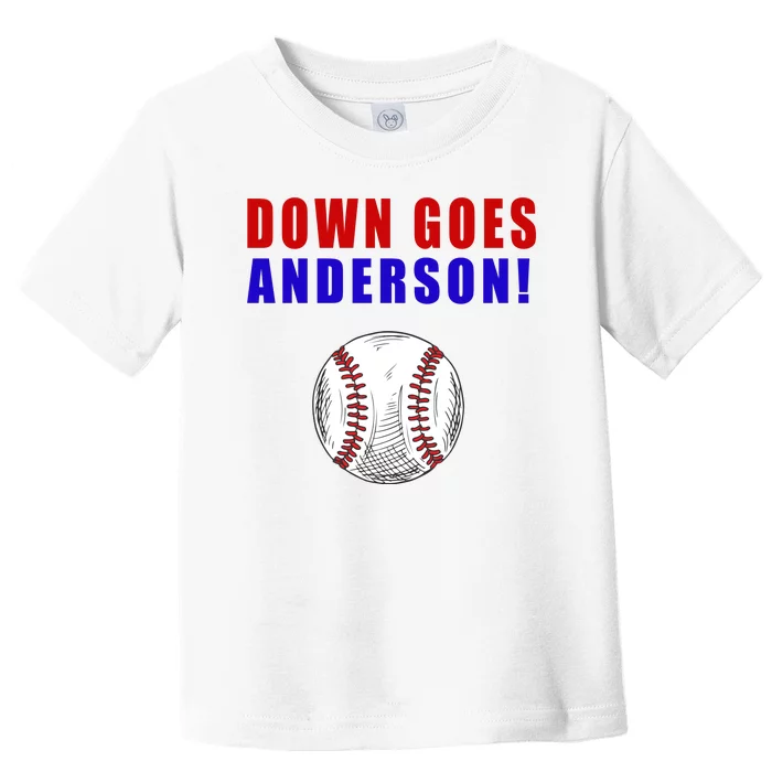 Down Goes Anderson Funny Cleveland Vs Chicago Fight Baseball Toddler T-Shirt