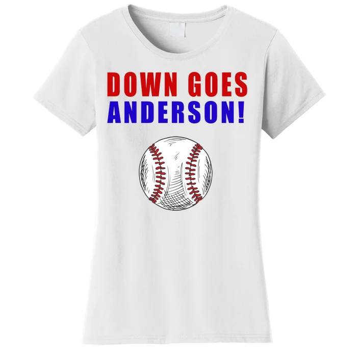 Down Goes Anderson Funny Cleveland Vs Chicago Fight Baseball Women's T-Shirt