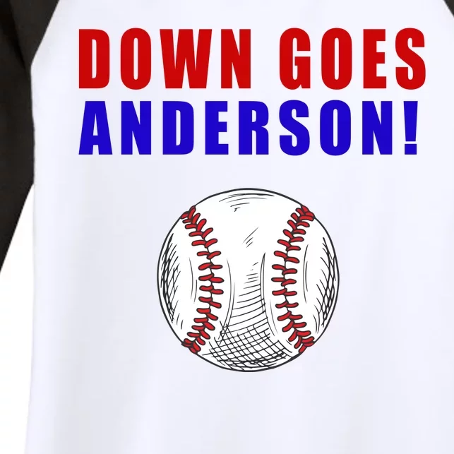 Down Goes Anderson Funny Cleveland Vs Chicago Fight Baseball Women's Tri-Blend 3/4-Sleeve Raglan Shirt