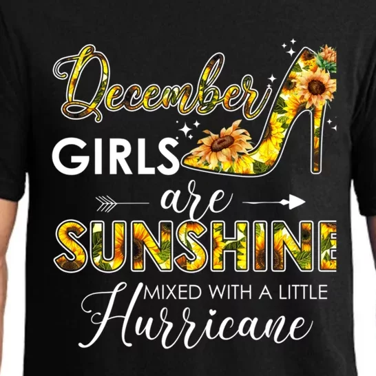 December Girls Are Sunshine Mixed With Hurricane Sunflower Funny Gift Pajama Set