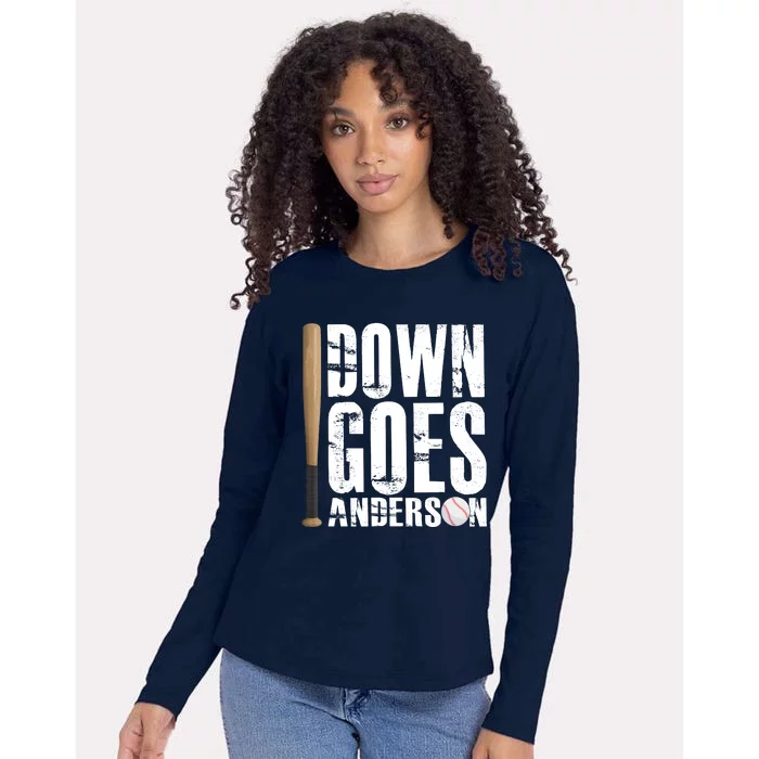 Down Goes Anderson Baseball Womens Cotton Relaxed Long Sleeve T-Shirt