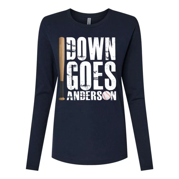 Down Goes Anderson Baseball Womens Cotton Relaxed Long Sleeve T-Shirt