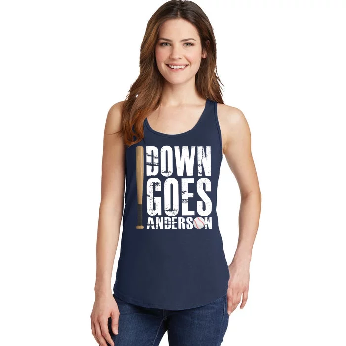 Down Goes Anderson Baseball Ladies Essential Tank