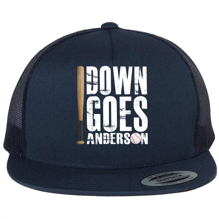 Down Goes Anderson Baseball Flat Bill Trucker Hat