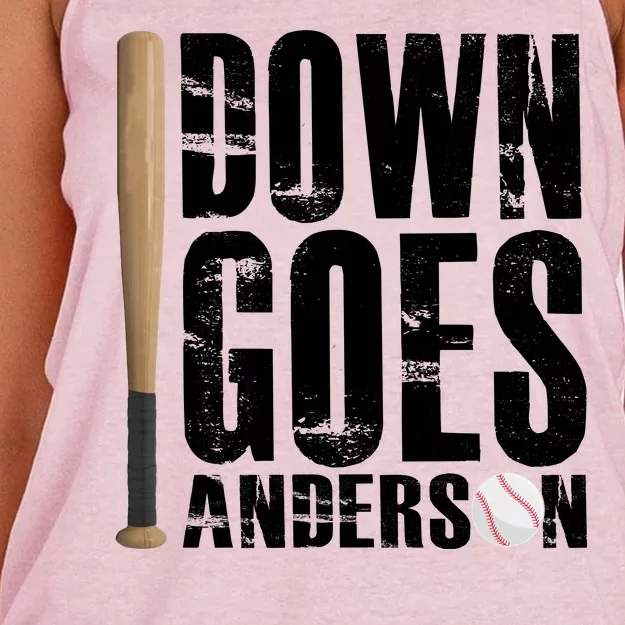 Down Goes Anderson Baseball Women's Knotted Racerback Tank