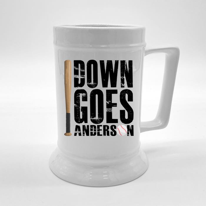 Down Goes Anderson Baseball Front & Back Beer Stein