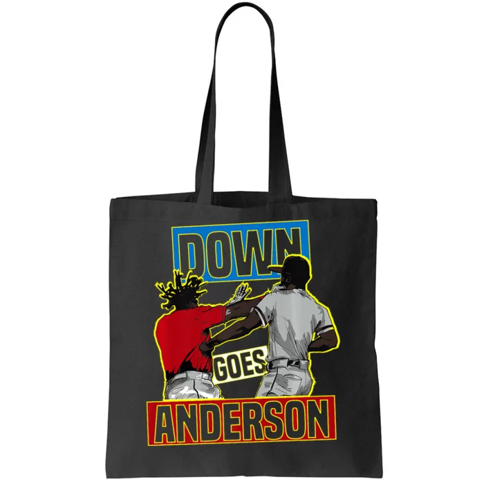 Down Goes Anderson Baseball Meme Funny Tote Bag