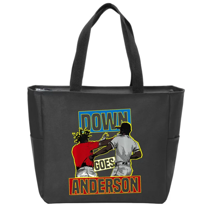 Down Goes Anderson Baseball Meme Funny Zip Tote Bag