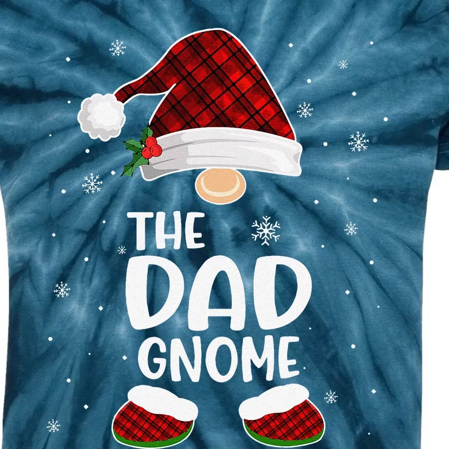 Dad Gnome Buffalo Plaid Matching Family Christmas Pajamas Kids Tie-Dye T-Shirt