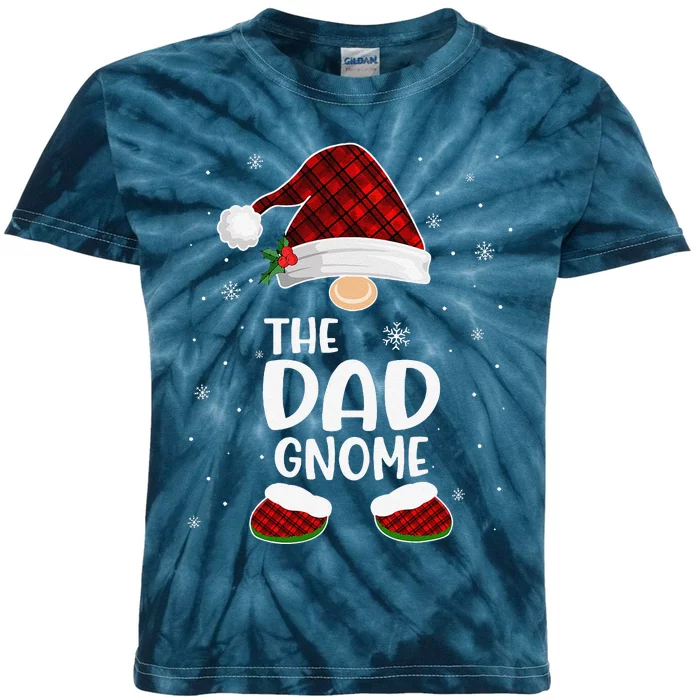 Dad Gnome Buffalo Plaid Matching Family Christmas Pajamas Kids Tie-Dye T-Shirt