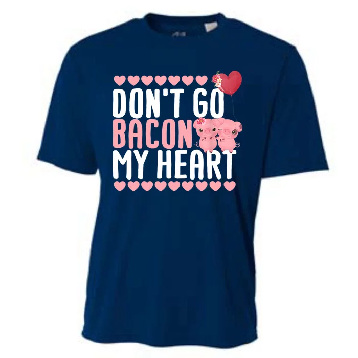 Don't Go Bacon My Heart Funny Pig Lover Pun Valentines Day Cooling Performance Crew T-Shirt