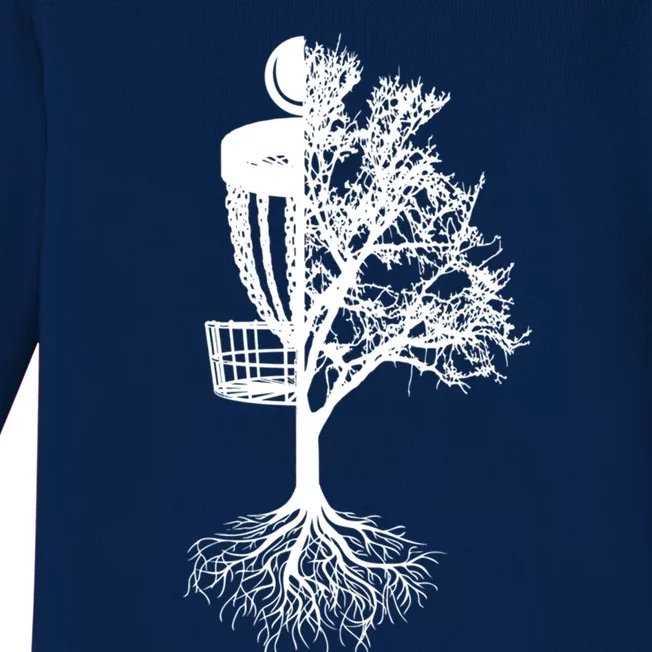 Disc Golf Basket And Tree Frolf Frisbee Golf Cool Gift Baby Long Sleeve Bodysuit