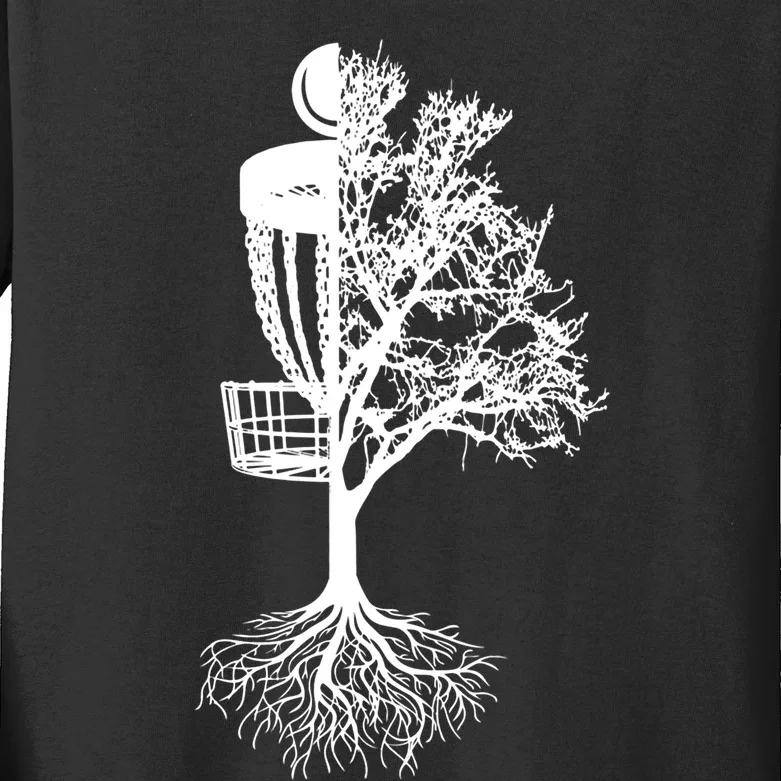 Disc Golf Basket And Tree Frolf Frisbee Golf Gift Kids Long Sleeve Shirt