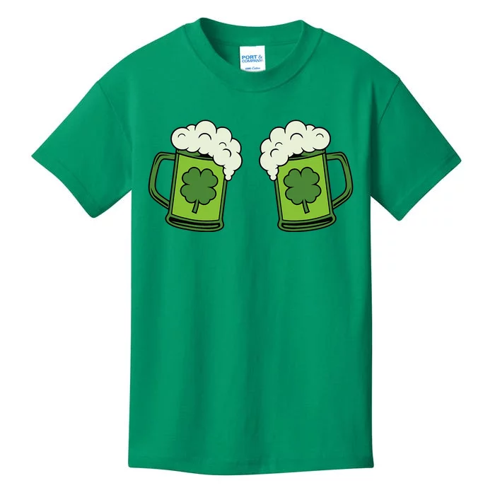 Drinking Green Beer Boobs Shamrock Irish Patricks Day Kids T-Shirt