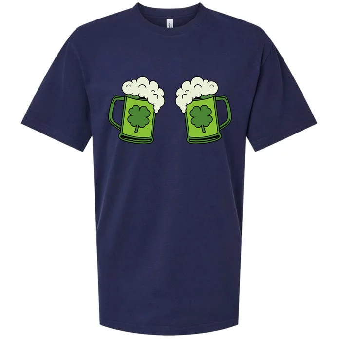 Drinking Green Beer Boobs Shamrock Irish Patricks Day Sueded Cloud Jersey T-Shirt