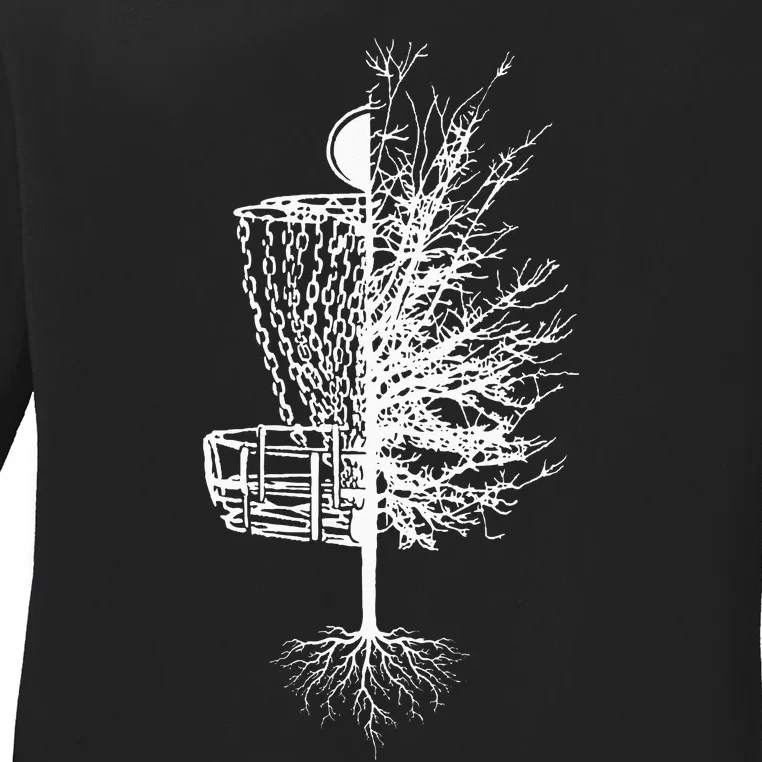 Disc Golf Basket Tree Frisbee Golf Ladies Long Sleeve Shirt