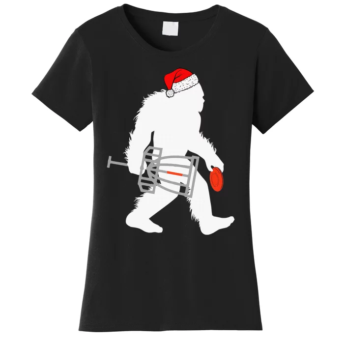 Disc Golfer Bigfoot Santa Xmas Pajamas Women's T-Shirt