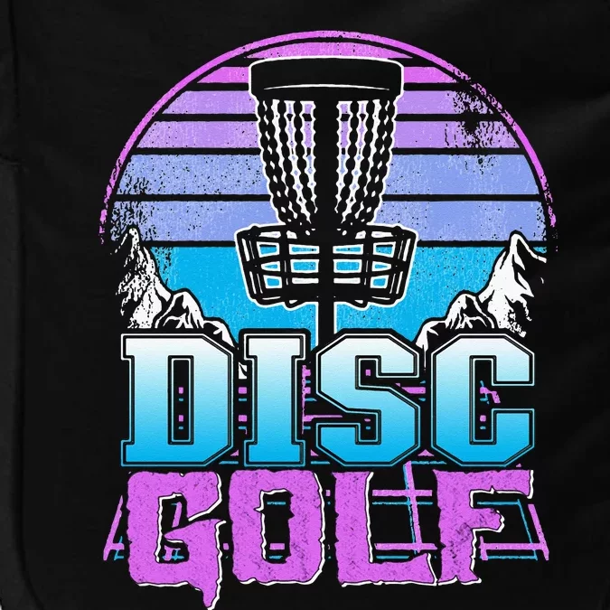 Disc Golf Basket 90s Synthwave Sunset Retrowave Frisbee Golf Impact Tech Backpack