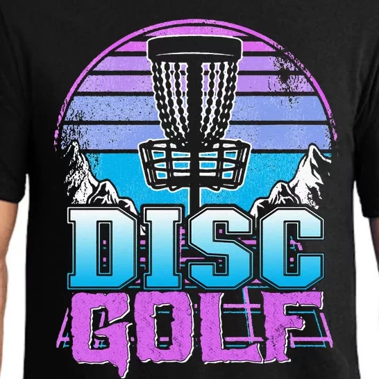 Disc Golf Basket 90s Synthwave Sunset Retrowave Frisbee Golf Pajama Set