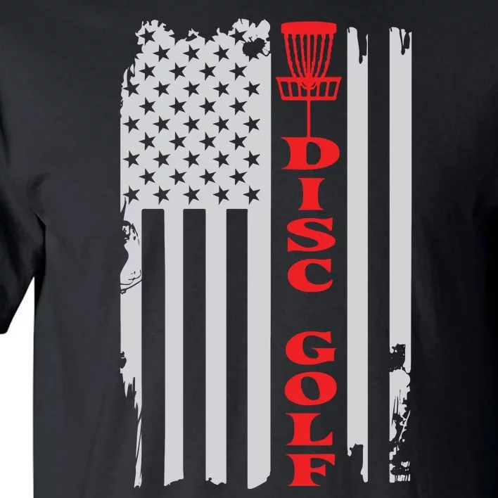 Disc Golf Basket American Flag Gift For Disc Golfers Tall T-Shirt