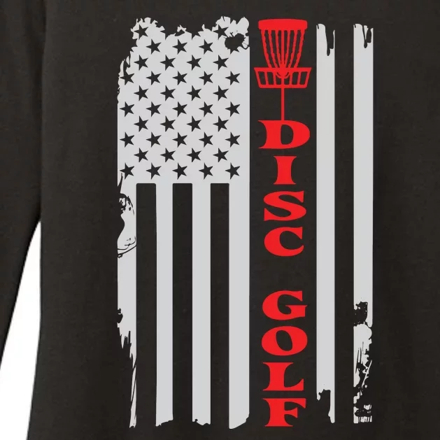 Disc Golf Basket American Flag Gift For Disc Golfers Womens CVC Long Sleeve Shirt