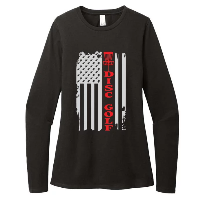 Disc Golf Basket American Flag Gift For Disc Golfers Womens CVC Long Sleeve Shirt