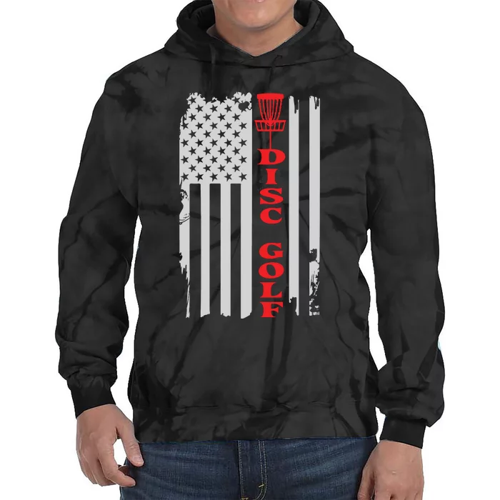 Disc Golf Basket American Flag Gift For Disc Golfers Tie Dye Hoodie