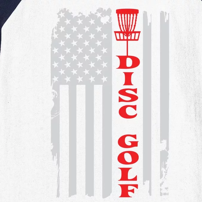 Disc Golf Basket American Flag Gift For Disc Golfers Baseball Sleeve Shirt