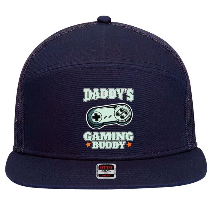 Daddys Gaming Buddy Fathers Day Matching Gift 7 Panel Mesh Trucker Snapback Hat