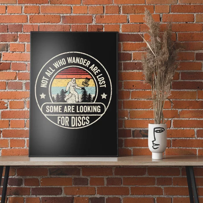 Disc Golf Basket Retro Not All Who Wander Are Lost Bigfoot Poster