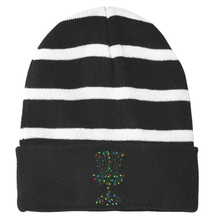 Disc Golf Basket Cool Disc Golf Frisbee Golfer Xmas Gift Striped Beanie with Solid Band