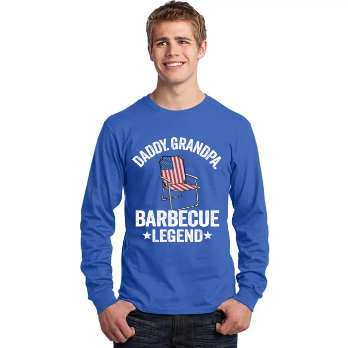 Daddy Grandpa Barbecue Legend 4th Of July Bbq Grillfather Gift Tall Long Sleeve T-Shirt