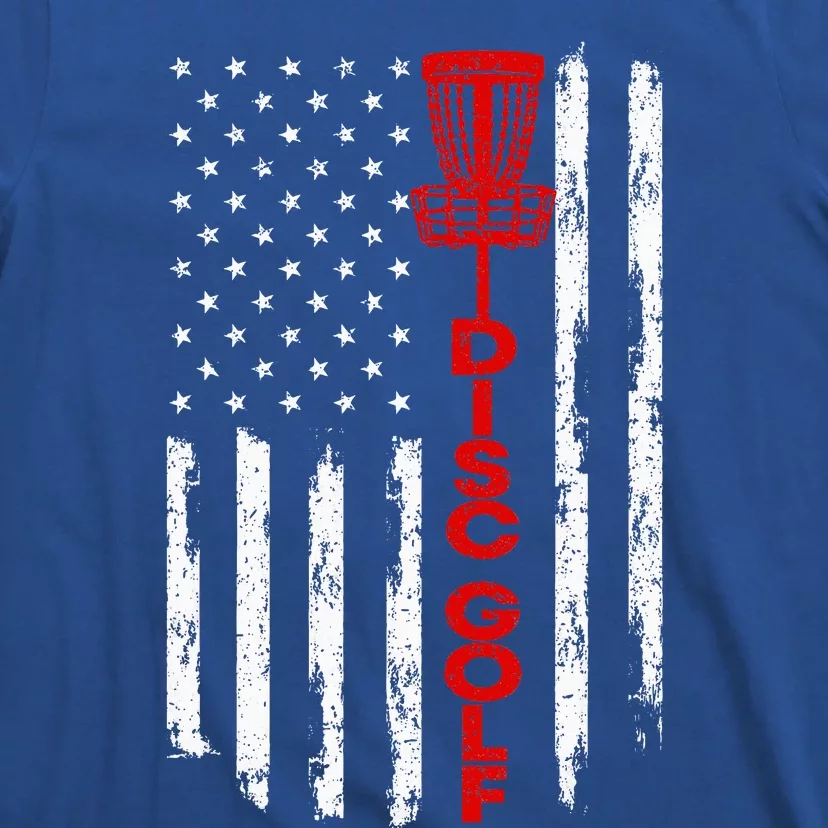 Disc Golf Basket American Flag T-Shirt