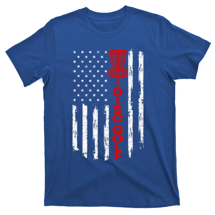 Disc Golf Basket American Flag T-Shirt