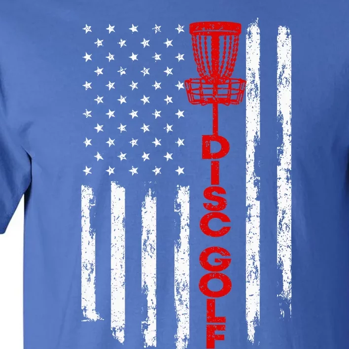 Disc Golf Basket American Flag Tall T-Shirt