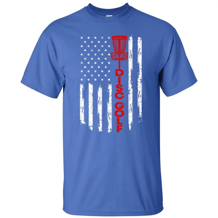 Disc Golf Basket American Flag Tall T-Shirt