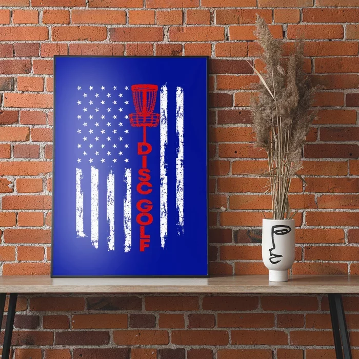 Disc Golf Basket American Flag Poster