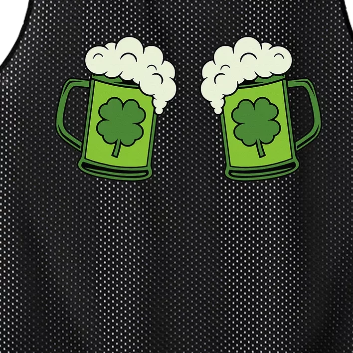 Drinking Green Beer Boobs Shamrock Irish Patricks Day Mesh Reversible Basketball Jersey Tank