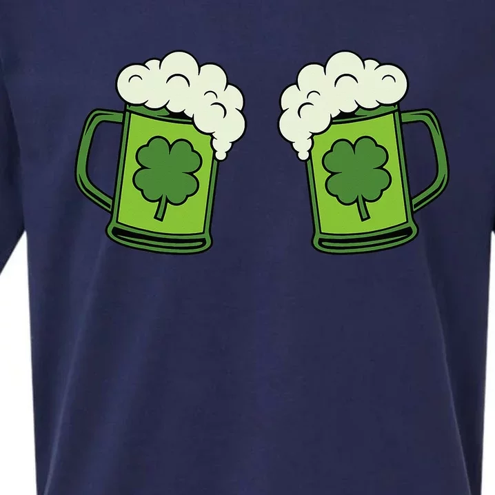 Drinking Green Beer Boobs Shamrock Irish Patricks Day Sueded Cloud Jersey T-Shirt