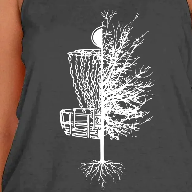 Disc Golf Basket Tree Frisbee Golf Women's Knotted Racerback Tank