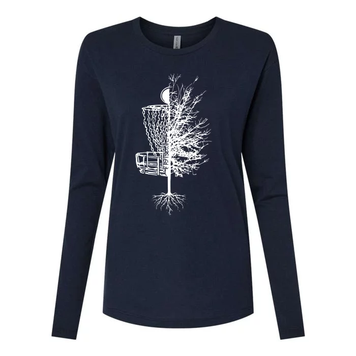 Disc Golf Basket Tree Frisbee Golf Womens Cotton Relaxed Long Sleeve T-Shirt