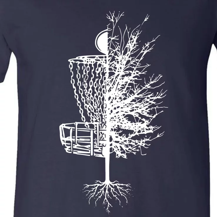 Disc Golf Basket Tree Frisbee Golf V-Neck T-Shirt