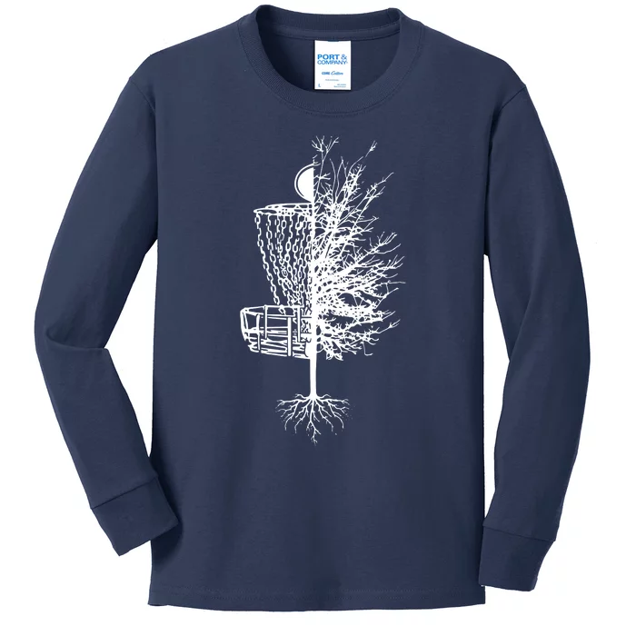 Disc Golf Basket Tree Frisbee Golf Kids Long Sleeve Shirt