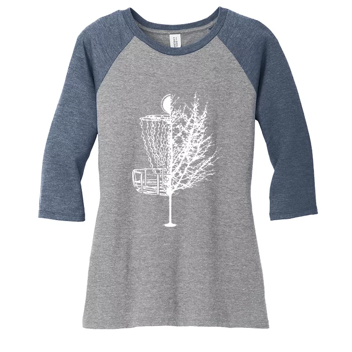 Disc Golf Basket Tree Shirts Funny Women's Tri-Blend 3/4-Sleeve Raglan Shirt