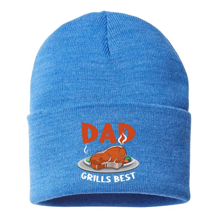 Dad Grills Best Steak Grilling Barbecue Fathers Day Bbq Gift Sustainable Knit Beanie