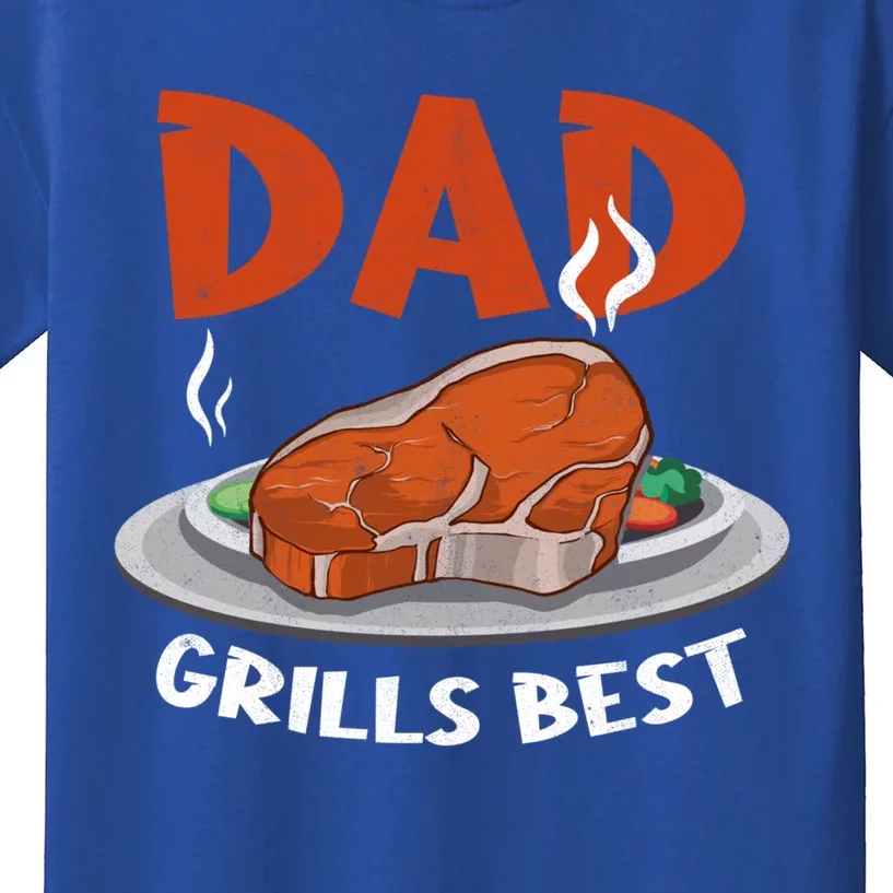 Dad Grills Best Steak Grilling Barbecue Fathers Day Bbq Gift Kids T-Shirt